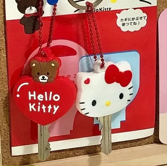 HELLO KITTY 2 piece Red & White Silicone Key Cover Set Official Sanrio NWT - Picture 2 of 6